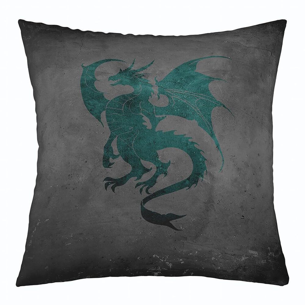 7896 Dragon Throw Pillow Covers 1 Pcs Teel Gray Dragon Square Cushion